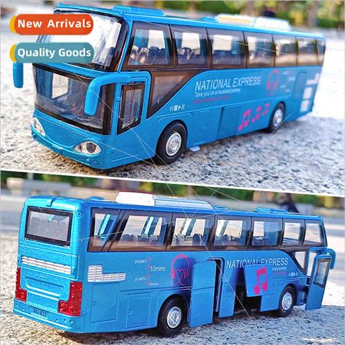 Alloy passenger bus model sound light boomerang five open do