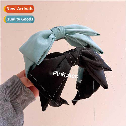 Korean large double silk satin bow versatile go out ageing Y