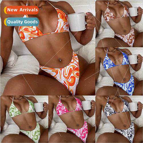 2022 New Europe Rotating Print Triangle Cup Tie Backless Bik
