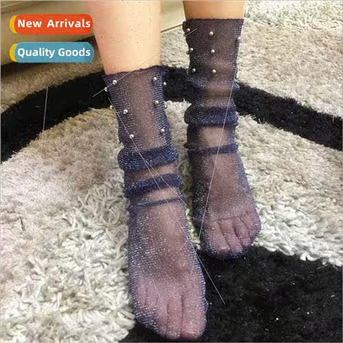 Japan Korea fashion bright silver silk pearl mesh stacked so