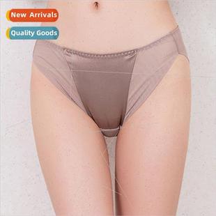 Summer thin women crepe satin silk panties low-waisted mesh