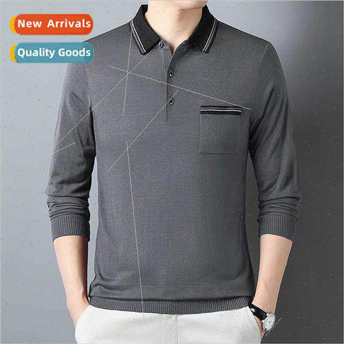 Middle-aged POLO shirt men business middle-aged lapel long-s