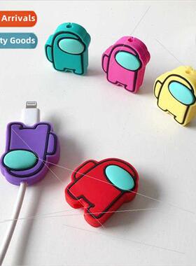 big head data cable protective cover creative doll silicone