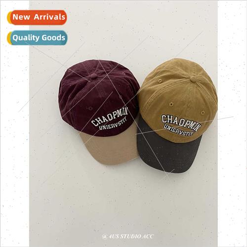 College wind color combination retro soft top washed cotton
