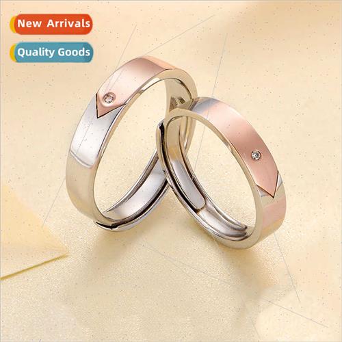 2021 Summer Rose Gold Plated lver Couple Ring Pair mple Fash