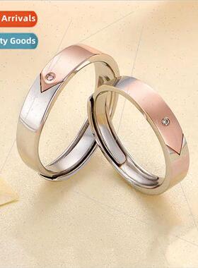 2021 Summer Rose Gold Plated lver Couple Ring Pair mple Fash