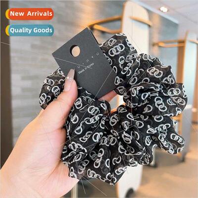 Korean hair accessories black whe wind letters fabric sausag