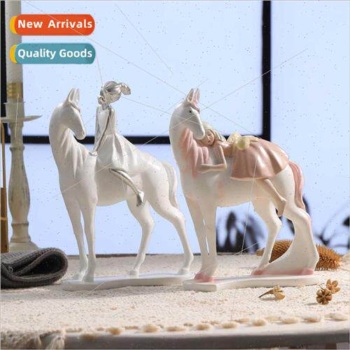 Europe horse riding girl figure resin ornament living room b
