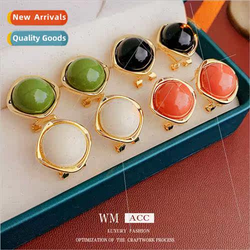silver pin drop oil round metal earrings fashion simple earr