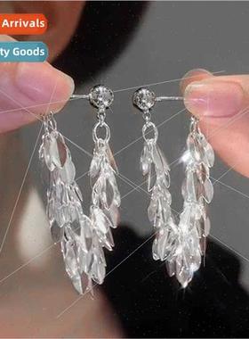 New mple Versatile Sense Leaf Flake Tassel Earrings Female c