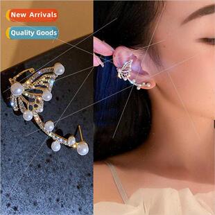 inlaid bone lver pearl earrings ear butterfly needle diamond