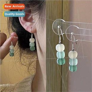 simple imation gradient New beaded retro green earri Chinese