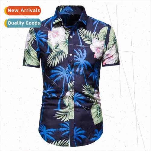 2022 summer new men large size printing short-sleeved shirt