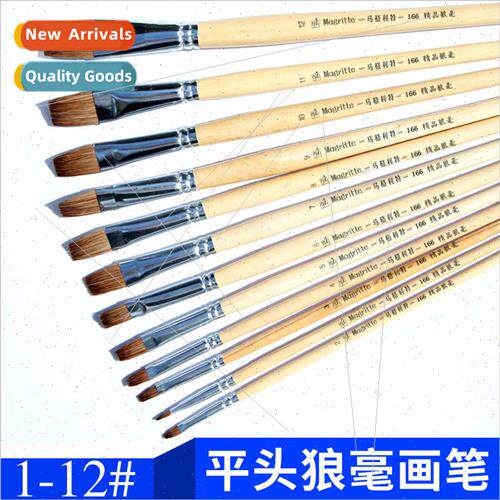 Magrte Flat Head Wolf Hair Brushes Gouache Paint Brushes Oil