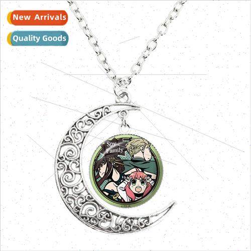 New Spy Family Cute Anime Anya Round Glass Pendant Photo Moo