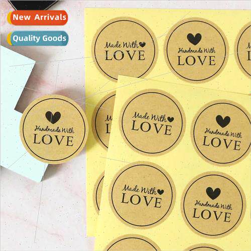 Handmade wh love kraft sealing stickers gift packaging seali