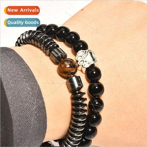2021 new Europe Uned States jewelry 8mm black beads tiger ey