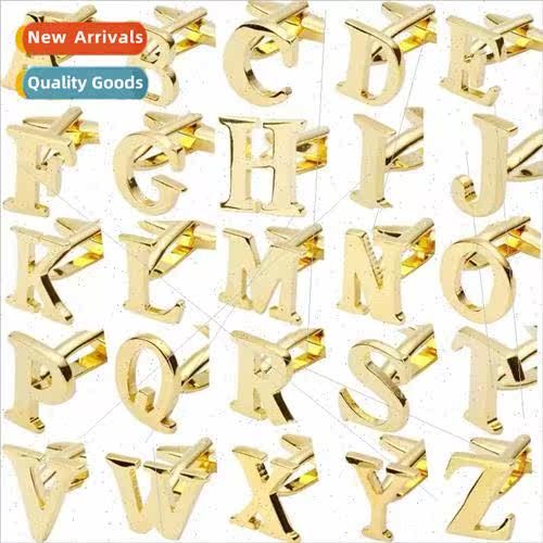 Tanium steel gold 26 letters glossy men cufflinks creative F