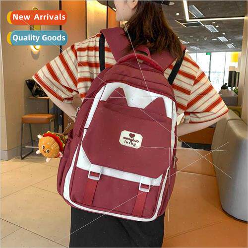 Schoolbag female retro large-capacy backpack Korea computer