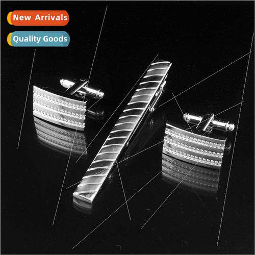 Brushed Set Cufflinks Tie Clip Set Premium Brass Cufflinks F