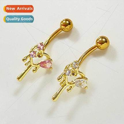 Europe Honey Heart Belly Button Ring Navette Navette Nail Na