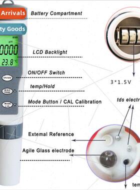 Multi-functional water  test pen pH value TDS temperature 3-