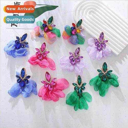 Europe new fashion ultra-flash colorful diamond earrings fai