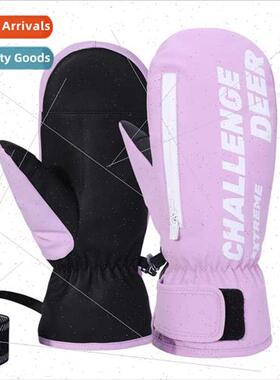 Ski gloves winter female warm padded students snowboarding c