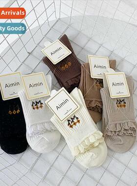 Flower mid-calf socks spring summer  Korean ladies ins stack