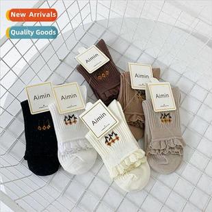 socks spring ins mid stack ladies calf Korean Flower summer