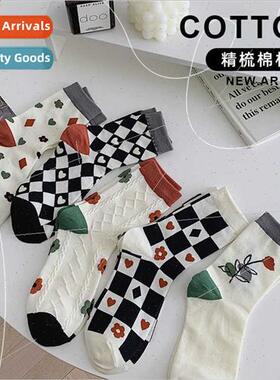 2022 new spring summer thin cotton mid-calf socks Japanese p