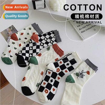 2022 new spring summer thin cotton mid-calf socks Japanese p
