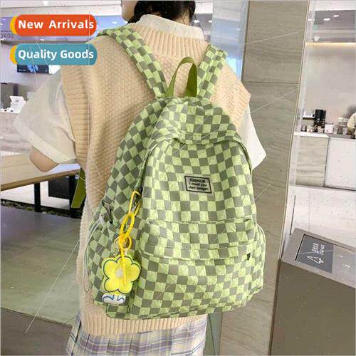 Schoolbag leisure checkerboard grid shoulder bag tide cool b
