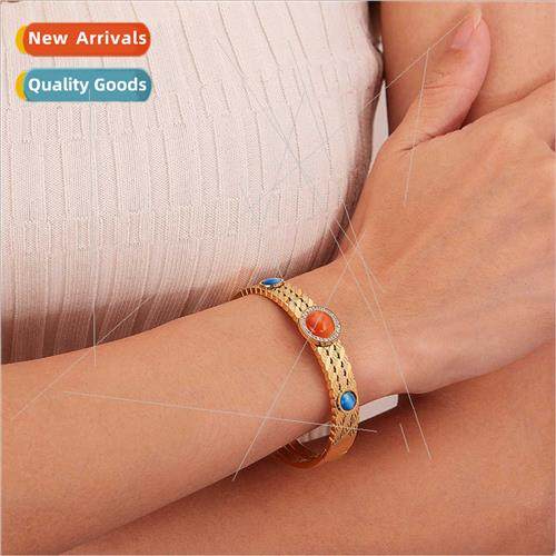 Europe fashion retro inlaid colorful natural stone bracelet