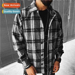 Shirt Men Plaid Pocket Sleeve 2021 Long New