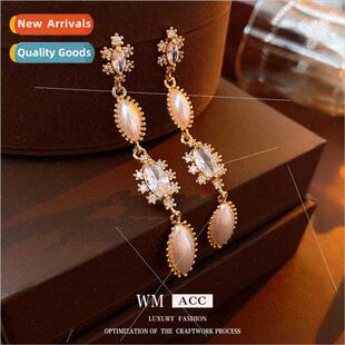 Tassel Pearl Needle Fashion Hundred Earrings lver