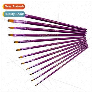 Hair Purple Watercolor Flat Pens Nylon Gouache Rod