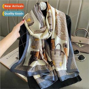 silk simulation temperament scarf 2022 female Korean