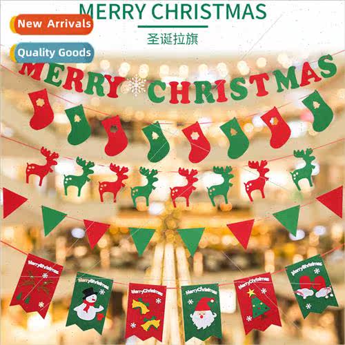 Christmas decorations Christmas triangle pull flag woven let