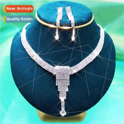 Bridal wedding full diamond earrings necklace set dinner par