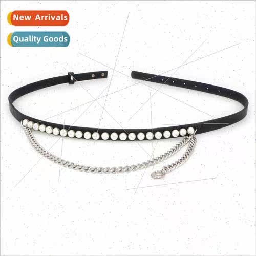 Pearl thin belt fashion chain decoration skirt belt female r