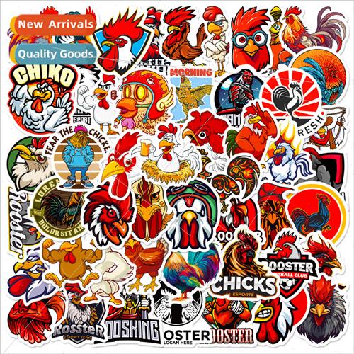 50 large rooster doodle stickers personalized cartoon animal