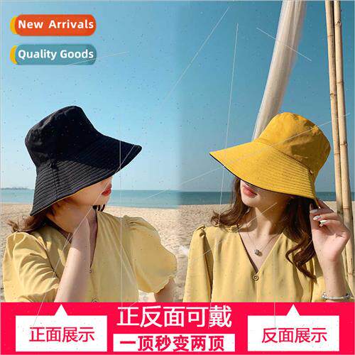 Japanese double-sided solid color fisherman hat couple  sun