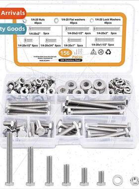 156pcs 1/4-20 304 Hexagon Socket Head Bolts w Nuts & Flat El