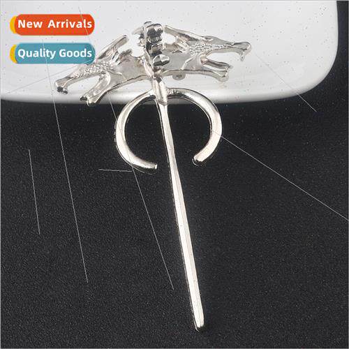 Movie and TV Wolf Head Brooch Ice and Fire Power Trip Dragon