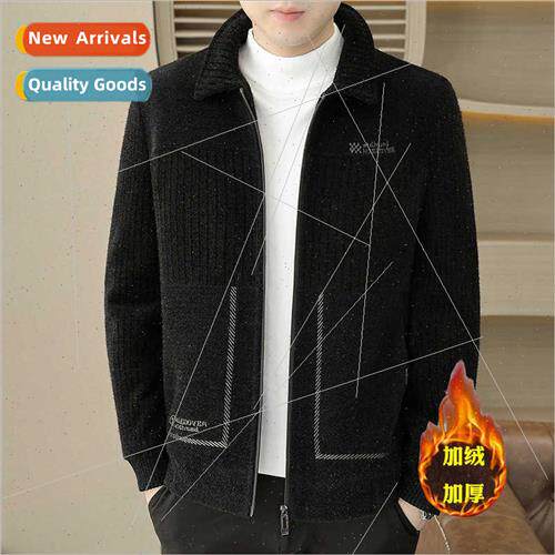 Men stand-up collar gold mink jacket middle-aged business ca