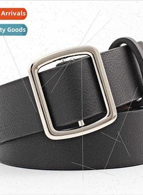 Pinless no punch silver buckle simple versatile jeans belt l