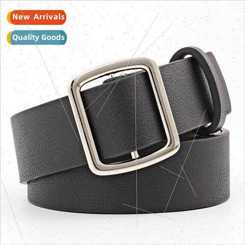 Pinless no punch silver buckle simple versatile jeans belt l