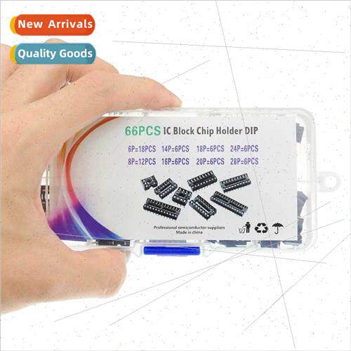 66PCS IC Chip Holder IC Socket Chip Holder Sample Box Flat P