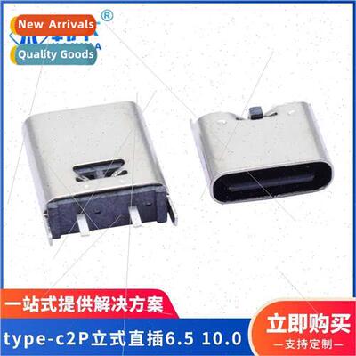 type-c female chassis connector vertical 2Pin straight 6.5 1